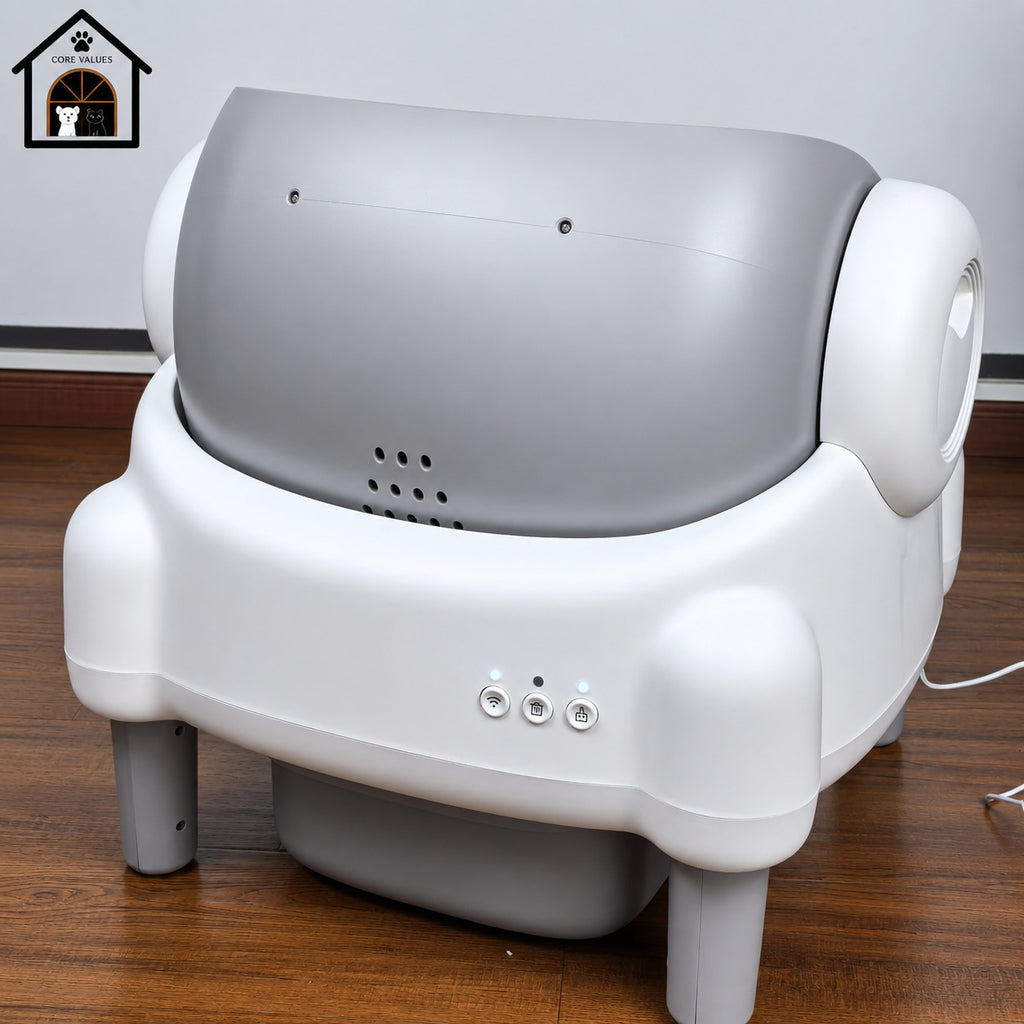 Smart Pet Toilet Litter Box Quiet Eco-Friendly Easy Clean Auto Clean APP Controlled Open Top Modern Style Plastic ABS All Cats