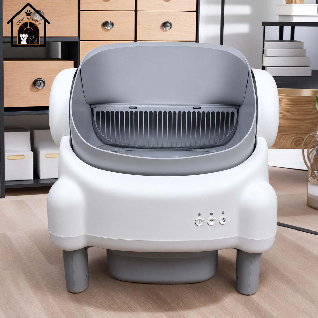 Smart Pet Toilet Litter Box Quiet Eco-Friendly Easy Clean Auto Clean APP Controlled Open Top Modern Style Plastic ABS All Cats
